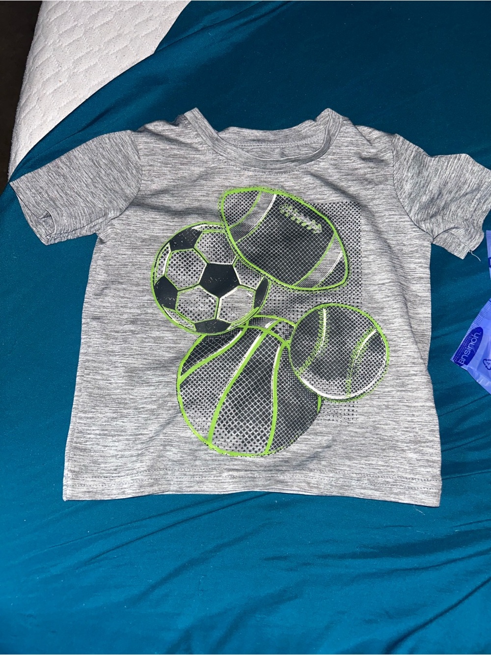 🌼2 for $5🌼 Kids Grey Athletic Sports Graphic Tee with Neon Green Accents